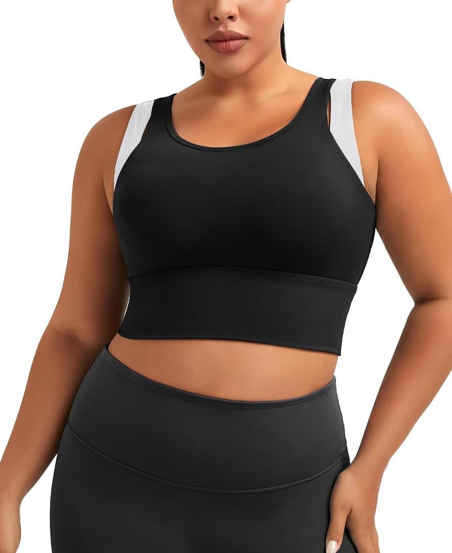 UBCUTE Crop Tank Tops for Full Bust Women,Wireless Push-Up Sports Bra, Full-Coverage Workout Top for Yoga, Gym & Running