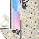Boaretiu for Samsung Galaxy S23 Case - Cute Kawaii Fashion Cool 360 Rotate Ring Holder Kickstand Floral Bee for Women Girls Boys Teens Girly for Galaxy S23 Case with Stand