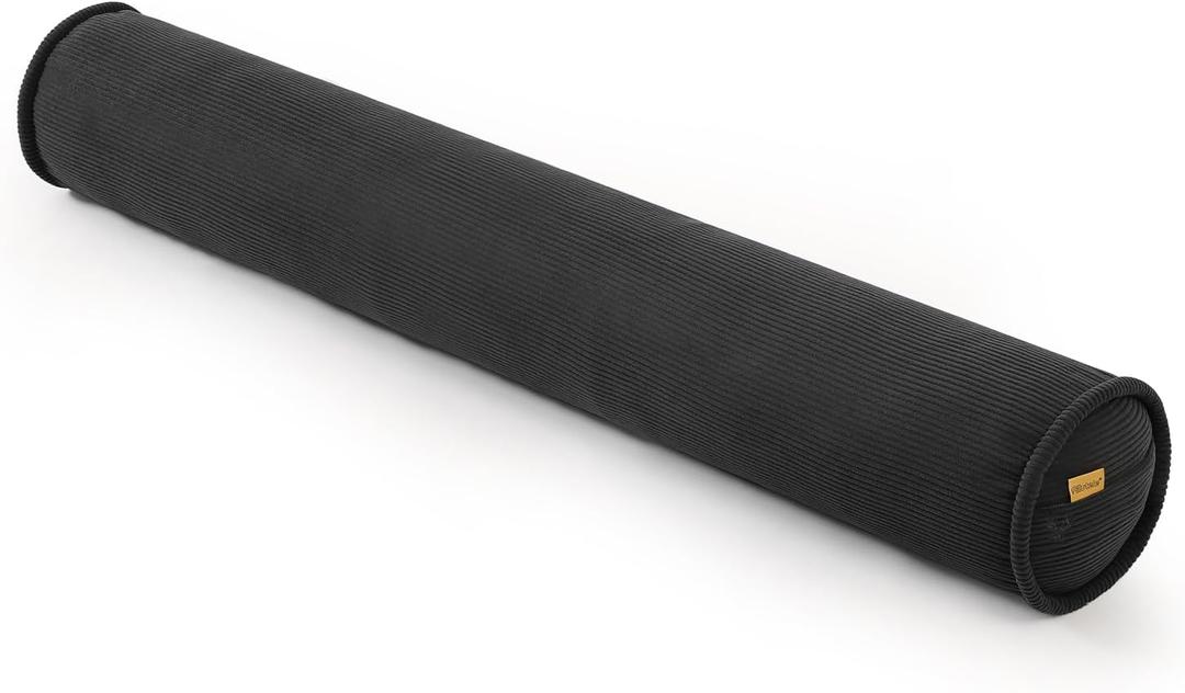 Cuddle Pillow Corduroy Long Body Pillow for Adults, Cozy Bolster Pillow for Bed, Soft & Supportive for Relaxing Sleep,59 x 7.87 Inches,Lamp Black