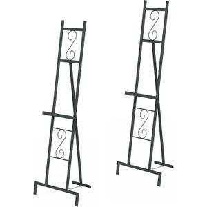 OUSHENG 2 Pack Easel Stand for Sign, Large Wedding Welcome Mirror Holder, Adjustable Free Standing Painting Rack with Chain Support for Display Poster Picture Frame Art, 17" x 17" x 58", Black