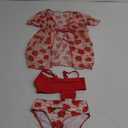 Kids Girl 3 Piece Cover Up Swimsuit Cute Strawberry Print Swim Vest Kimono Set Swimwear 5Y