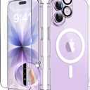 BERFY for iPhone 17 Case for Women, Compatible with MagSafe, Crystal Clear Shockproof Protective Case, Anti-Yellowing, with Screen Protector & Camera Lens Protector 6.3", Clear