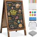 Double-Sided A-Frame Chalkboard Sign 40x20, Magnetic Sidewalk Sign with Solid Pine Wood Frame, Large Chalkboard Easel Menu Board for Restaurants, Cafes, Weddings & Outdoor Display with Accessories
