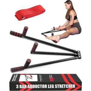 3 Bar Leg Stretcher for Splits and Adductor Stretch to Over 180, Split Machine for Flexibility with 6 Regulations - Legs Spreader, Groin Stretcher, Ballet, with Padded Grips and Strap