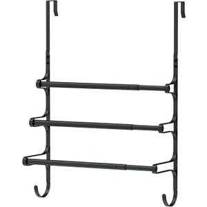 CANYAVE Over The Door Towel Rack, Over Door Towel Rack for Bathroom Door, Triple Towel Storage Holder with Hooks (Matte Black)