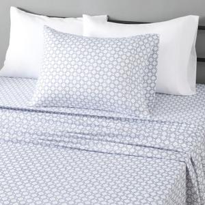 Amazon Basics Lightweight Super Soft Easy Care Wrinkle Free Microfiber 3 Piece Bed Sheet Set with 14-Inch Deep Pockets, Twin, Aqua Square Grid, Kids, Men & Women Bedding