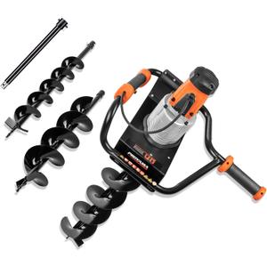 PROYAMA Electric Post Hole Digger, 1700W Corded Earth Auger with 4" 6" 8" Drill Bit, 12" Extension Rod, Reverse Control, Gear Box, Ideal for Post Hole Digging, Drilling, Tree Planting