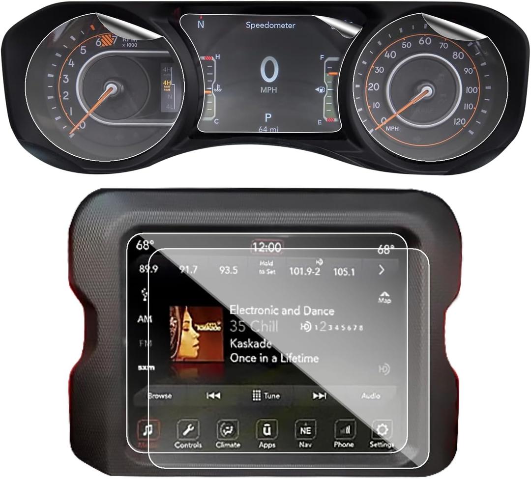 5pcs 2023 Wrangler Screen Protector Nav.&Dash for 2018-2023 Jeep Wrangler Rubicon Sahara 2020-2023 Gladiator Screen Protector for 2023 Wrangler Accessories-2pcs Nav. 8.4Inch&3pcs Dash