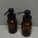 GMISUN Foaming Soap Dispenser, 8.5 fl oz / 250ml Amber Glass Foam Soap Dispenser for Bathroom & Kitchen, 2 Pack Modern Refillable Foaming Hand Soap Dispensers, Foam Pump Bottle with Waterproof Labels