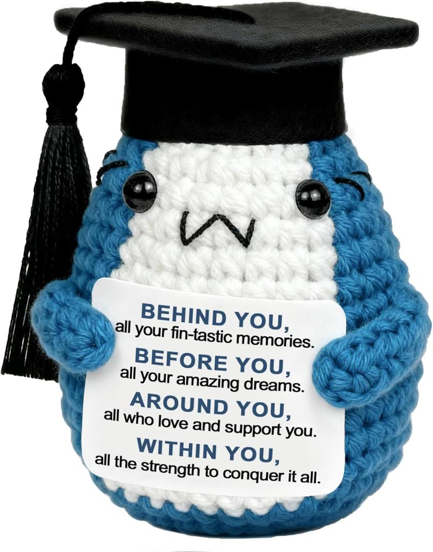 2 x 2026 Graduation Gifts for Men Women Her Him, Congrats Grad Gift for College Senior High School Masters Bachelors Degree Graduate Daughter Friend, Small Crochet Shark Desk Decor