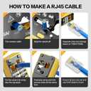 RJ45 Crimp Tool Pass Through Crimper RJ45 Crimping Tool Stripper Cutter Crimper for 8P RJ45 Cat5 Cat5e Cat6 6P RJ11/12 Telephone Connectors Network Enthernet Crimper kit (1)