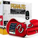 Get Trend Peanuts Snoopy Heated Blanket Electric, Luxurious Fleece Throw, 9 Heat Settings, Auto Shut-Off, 50x65in, Gifts for Mom, Grandma, Grandpa (Red Snoopy, Throw US)
