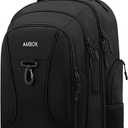AMBOR Rolling Backpack, Waterproof Wheeled Backpack, Carry-on Trolley Luggage Suitcase Compact Business Backpack with Wheels, Student Rolling Laptop Bag Trolley Carry Luggage Fits 15.6 Inch - Black