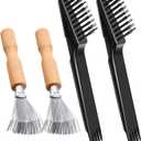 Boao 4 Pcs Hair Brush Cleaning Tool Set Mini Hair Cleaning Brush Tool Wooden Handle Mini Rakes for Removing Dust Home Salon Use(Black)