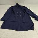 Womens Fall Winter Wool Coats Double Breasted Midi Peacoat Trench Coats Navy XL