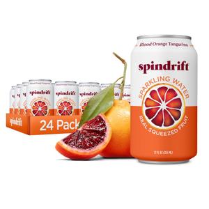 Spindrift Sparkling Water, Blood Orange Tangerine Flavored, Made with Real Squeezed Fruit, 12 Fl Oz Cans, Pack of 24 (Only 12 Calories per Can) (EXP 05/10/27)
