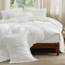 Bedsure Duvet Cover with Fitted Sheet King - 6 Pieces, Deep Pocket, Hotel Luxury Soft Double Brushed Bedding Set, 1 Duvet Cover, 1 Fitted Sheet, 2 Pillow Shams, 2 Pillowcases, NO Comforter, White