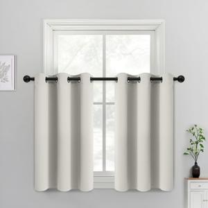 Yakamok Room Darkening Thermal Insulated with Grommet Window Curtain for Bedroom, 38Wx36L inch, Light Reducing Drapes for Living Room, Light Beige, Set of 2 Panels