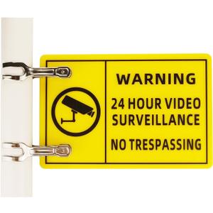 24 Hour video surveillance sign 2025 upgrade,No Trespassing Private Property Sign Double-Sided Printing Highly Visible Reflective, Waterproof, Weatherproof and Fade Sturdy Signage (Yellow)
