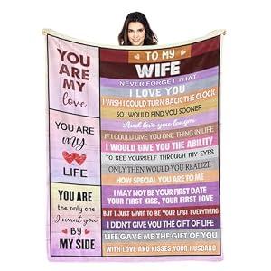 Kendt Wife Blanket 60"x50", Birthday Gifts for Wife, Wife Gifts from Husband, Anniversary Romantic Gifts for Women Her, I Love You Gifts for Wives Gift for Mothers Day, Christmas, Valentines