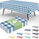 4 x misaya 4 Packs Buffalo Disposable Table Cloth, 54 x 108 Inch Waterproof Plastic Tablecloth, Rectangle Aquamarine and White Checkered Table Covers for Picnic, Birthday, Party