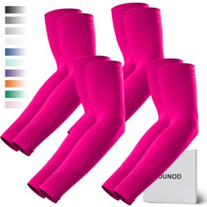 GOUNOD Arm Sleeves for Men Women,Compression Sleeves to Cover Arms for Men Working,Sun Sleeves for Men UV Protection (4 Pairs Rose)