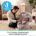 Ingenuity InLighten Baby Swing, 3-in-1 Bounce, Sway & Stationary Seat, Bluetooth Music, Light-Up Canopy, Remote Control, Vibrations, 5-Point Harness, Pebble Shore