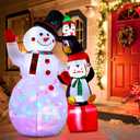 OurWarm 6ft Christmas Inflatables Outdoor Decorations Snowman with Penguins, Blow Up Snowman Penguins Inflatable with Color Rotating LED Lights for Christmas Indoor Outdoor Yard Garden Decorations