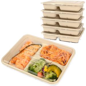 Celel 3 Compartment Food Containers Disposable Bento Boxes with Lids, Meal Prep Containers 3 Compartment Disposable for Lunch, Snack - 50 Bowls 50 Lids
