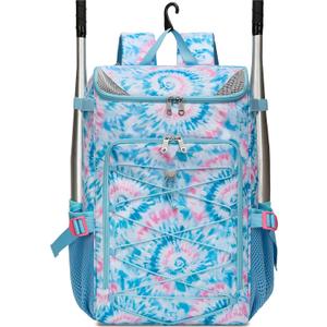 Baseball Softball Gear Bag Backpack for Boys Girls Ages 8-12 12-14 Large Kids Youth Bat Bag with Ventilated Shoe Compartment Baseball Softball Players Stuff Supplies (Light Blue)
