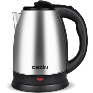 DEZIN Electric Kettle Upgraded, BPA Free 2L Stainless Steel Tea Kettle, Fast Boil Water Warmer with Auto Shut Off and Boil Dry Protection Tech for Coffee, Tea, Beverages (Black Silver)