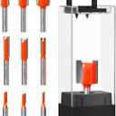 Crosstar 9Pcs Straight Router Bit Set 1/4" Shank, Carbide Straight Cut Router Bits for Woodworking, Includes 1/8", 5/32", 3/16", 1/4", 5/16", 3/8", 1/2", 5/8", 3/4" Cutting Diameters