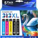 Remanufactured Ink Cartridge Replacement for Epson 212 Ink Cartridges 212XL Ink High Capacity for Epson 212XL Ink Cartridges Combo Pack for Workforce XP-4100 XP-4105 WF-2830 WF-2850 Printer (5-Pack)