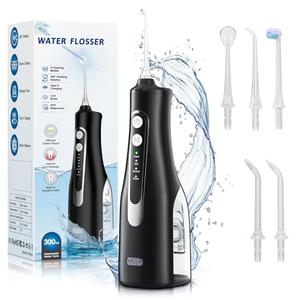 Water Dental Flosser Teeth Pick - 4 Modes Cordless Oral Irrigator - 300ML Portable and Rechargeable IPX7 Waterproof - Water Dental Piks for Cleaning for Home Travel - Oral Dental Care Fsa Hsa