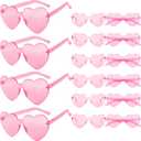 16 PCS Heart Shaped Sunglasses,Valentines Day Heart Sunglasses,Transparent Color Party Eyewear for Women Party Favor (Pink)