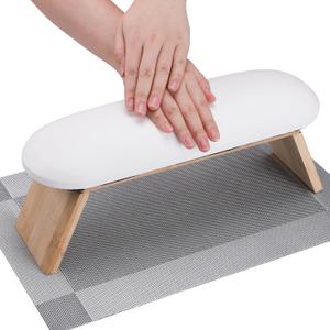 Segbeauty Foldable Nail Arm Rest Stand, Adjustable Height Hand Rest for Nails Tech, White Professional Wooden Manicure Stand Portable Nail Hand Pillow, Nails Supplies for Manicure Salon Home DIY