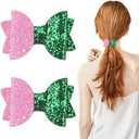 CraftyDream 24 Pcs Witch Hair Accessories Glitter Pink and Green Magical Hair Bows Clips for Movie Favors Witch Merch Gifts for Women Pink and Green Party Dress Decor Accessories