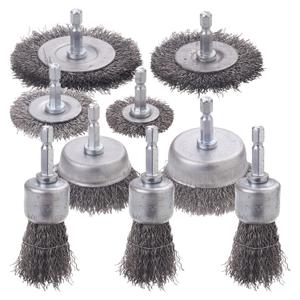 9-Pack Wire Cleaning Set - Drill Wire Brushes, Cup Brush, 1/4" Hex Shank, Rust Remover