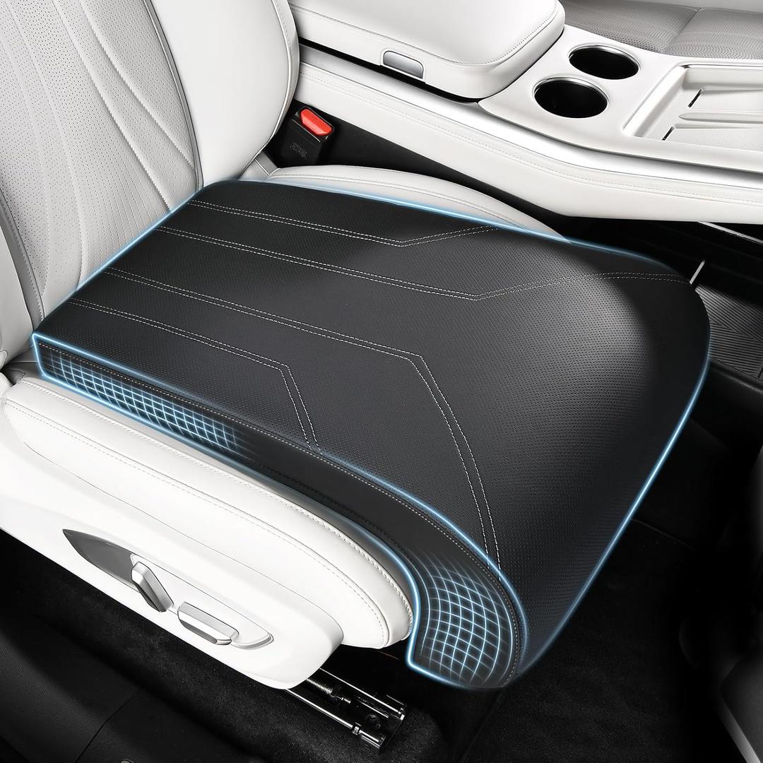 FLORICH Car Seat Extender Leg Extender Support Cushion for Driver Seats Office Chair, Leather Carseat Leg Support for Long Drivers Universal Car Seat Cushion Legs Rest Pads-Dark Black