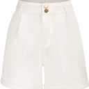 Belle Poque Women Demin Shorts High Waisted Wide Leg Jean Shorts with Pockets, White, S