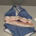 VIMPUNEC Womens High Waisted Bikini Sets Tummy Control Swimsuit Two Piece Color Block Bathing Suit (Medium, Black)