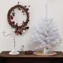 Small Artificial Christmas Tree, 2ft Mini Tabletop Artificial Xmas Tree with Fabric Bag Base for Holiday Dcor, Festive Decorations for Home, Office, Mantel, Party, Gift-White