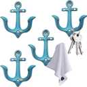 Notakia Decorative Wall Mounted Antique Shabby Chic Metal Home Bathroom Towel Coat Hooks Hanger, Vintage Rustic Cast Iron Wall Hooks (Blue 4Pcs)