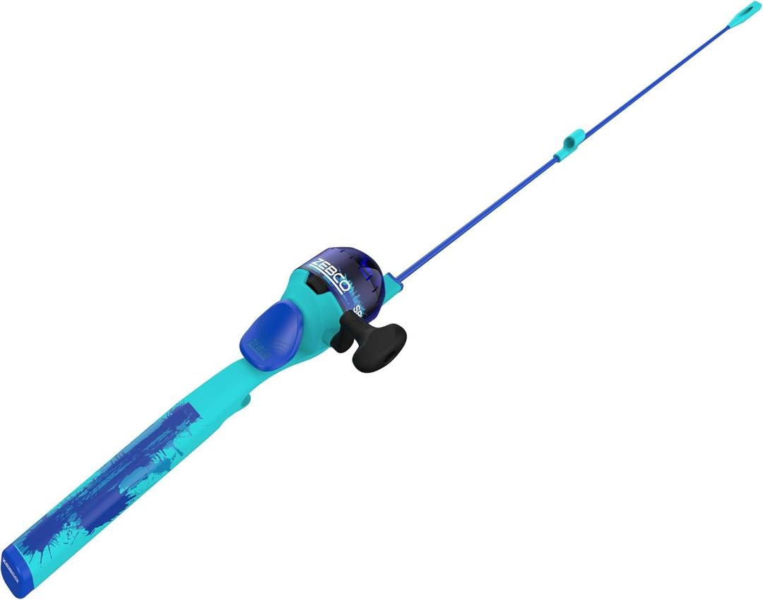 Zebco Youth 29-Inch Floating Spincast Reel and Fishing Rod Combo, Size 20 Reel, Pre-Spooled with 6-Pound Cajun Line (Blue)