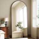 Full Body Mirror 26x71 inch Arched Full Length Mirror with Stand Aluminum Wall Mounted Hanging or Leaning Standing Mirrors, Black