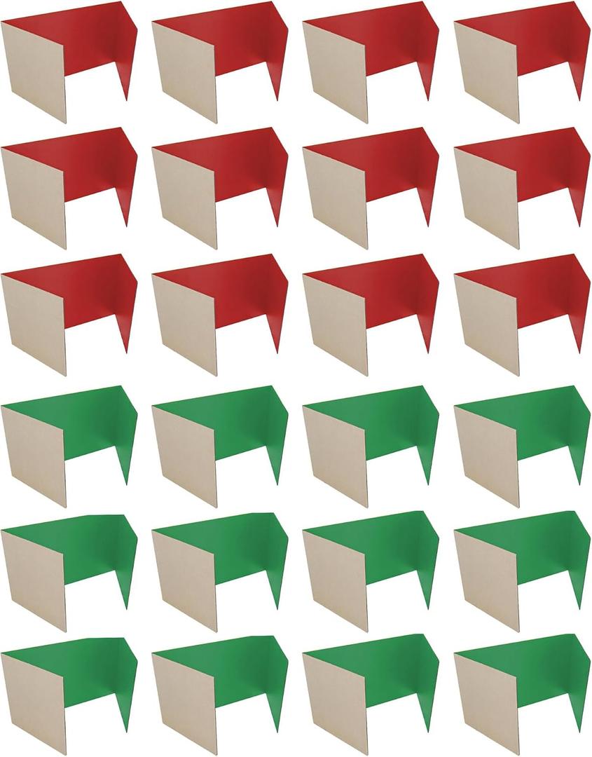 Flipside Products 12" Red and Green Display Boards for Christmas Crafting Projects, Holiday Event, Corrugated Study Carrels, Privacy Screens, Holiday, 24 Pack