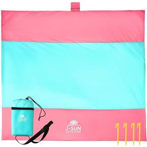 Beach Blanket Sandproof Waterproof, Extra Large Beach Mat, Oversized & Compact Sand Free, Quick Dry Beach Essentials for Vacation, Cruise, Picnic & Camping with Stakes & Extra Zippered Pockets