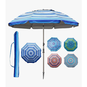 Blissun 7.2' Beach Umbrella with Sand Anchor, Outdoor Portable Beach Umbrella for Sand with Tilt Pole, Carry Bag, Air Vent