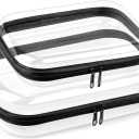 Travel Toiletry Bag for Men,Clear Hard Shell Zipper Case,2pcs Large Capacity Portable Toiletry Organizer Dopp Kit Water-Resistant Shaving Bag For Toiletries Accessories,Makeup Cosmetic Bag For Women (Black)