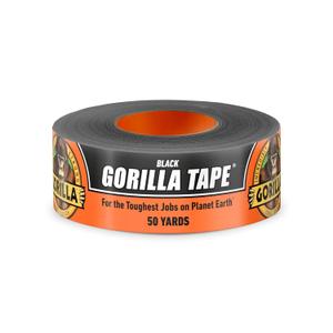 Gorilla Duct Tape, Black Tape, 1.88" x 50 yd (Pack of 1) - Heavy Duty and Weather Resistant for Indoor or Outdoor